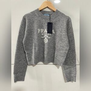 Prada Gray Women's Cropped Wool Sweater